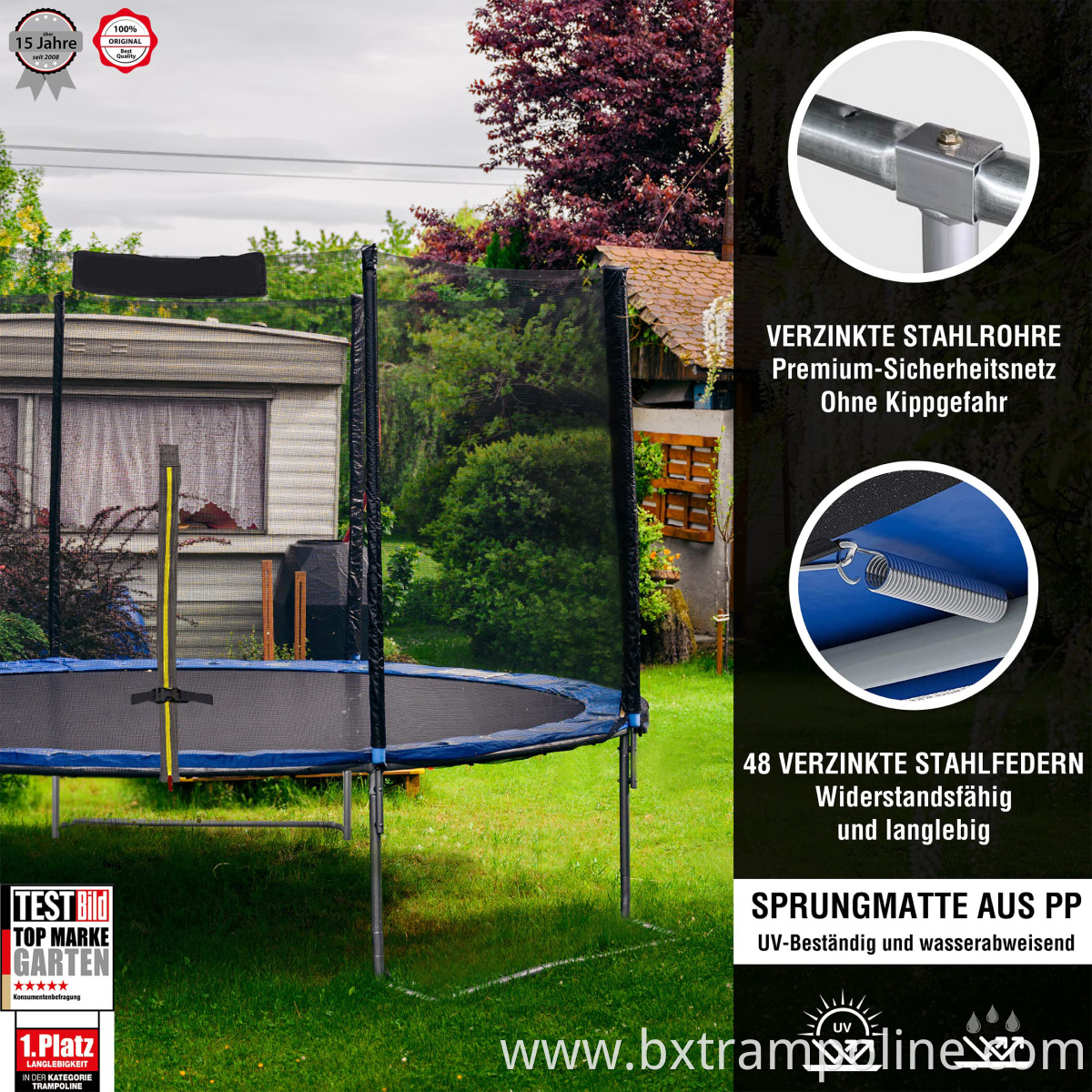 GS Approved Trampoline with Net Enclosure Stable Outdoor Trampoline for Kids, Teens and Adults Reinforced